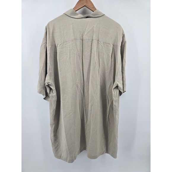 Quiksilver Button Front Shirt Mens XXL Tan Comfort Fit Polynosic Blend D509267 - Picture 3 of 4